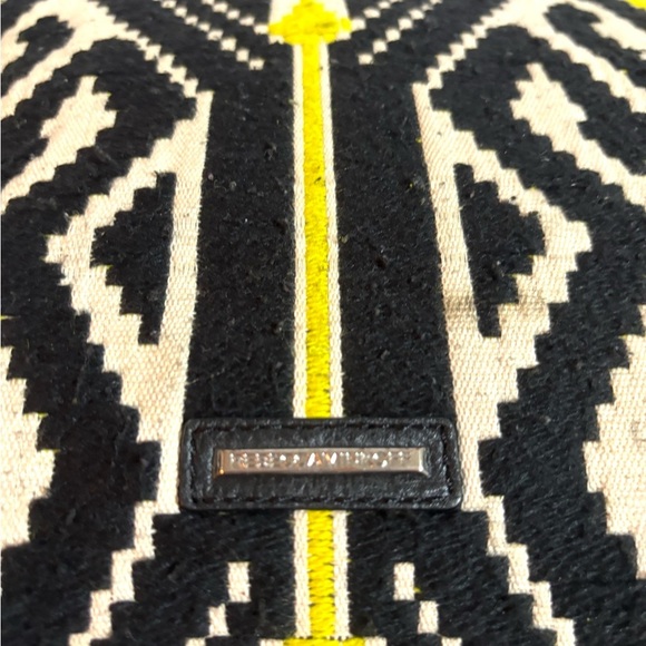 Rebecca Mankoff Black woven canvas  leather and Yellow Patterned Tote Bag - Picture 4 of 7